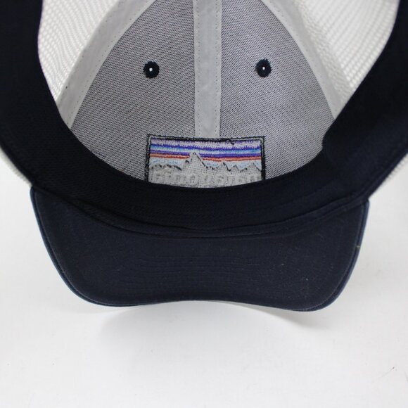 Patagonia Trucker Hat Womens Blue & White Adjustable Mesh Back Patch Logo Cap - Picture 9 of 10